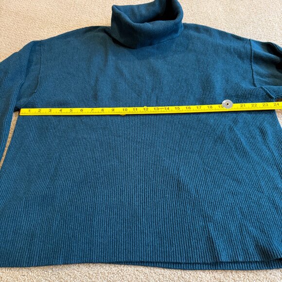 Free People Softly Structured Tunic Sweater Ribbed Deep Jade Boho LARGE OB816580 - Picture 8 of 13